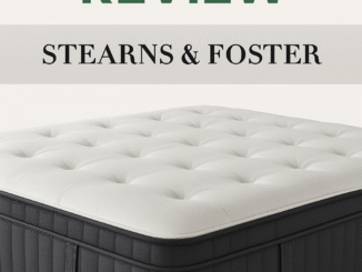 Modern magazine-style cover image for the 2025 Stearns & Foster Mattress Review featuring a luxury mattress in a soft-lit bedroom, star ratings, and comfort charts in a clean blue and gray layout symbolizing trust and quality craftsmanship.