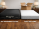 1881 Artisan Edition Sealy Hybrid mattress beside a typical bed-in-a-box mattress for durability comparison